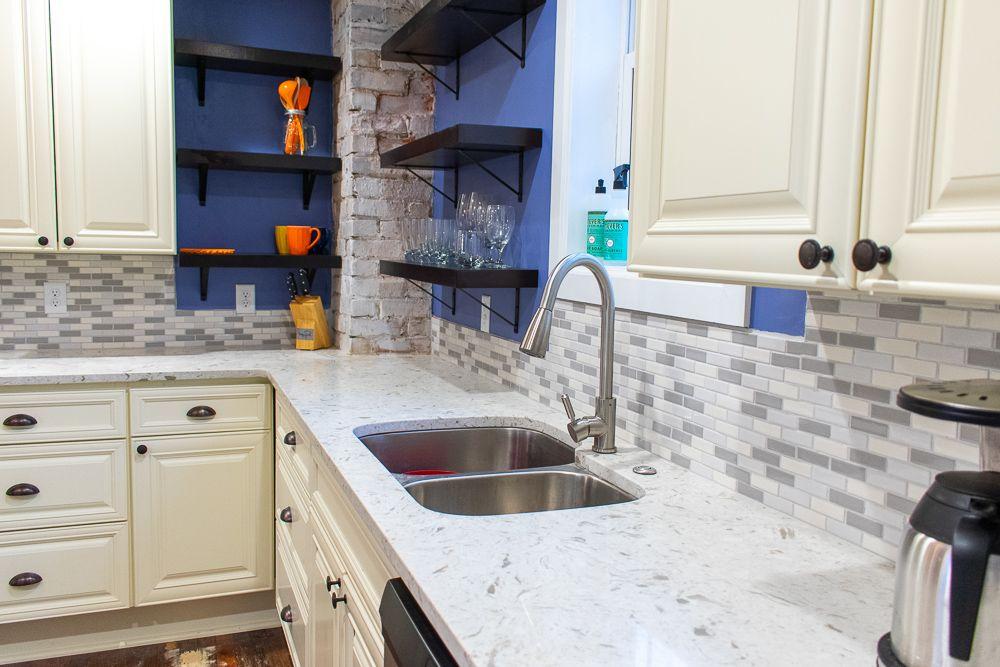 Tropical White Quartz Countertops with Sink